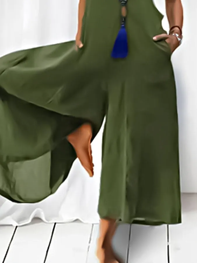 Women's Daily Loose Suspenders Casual jumpsuit