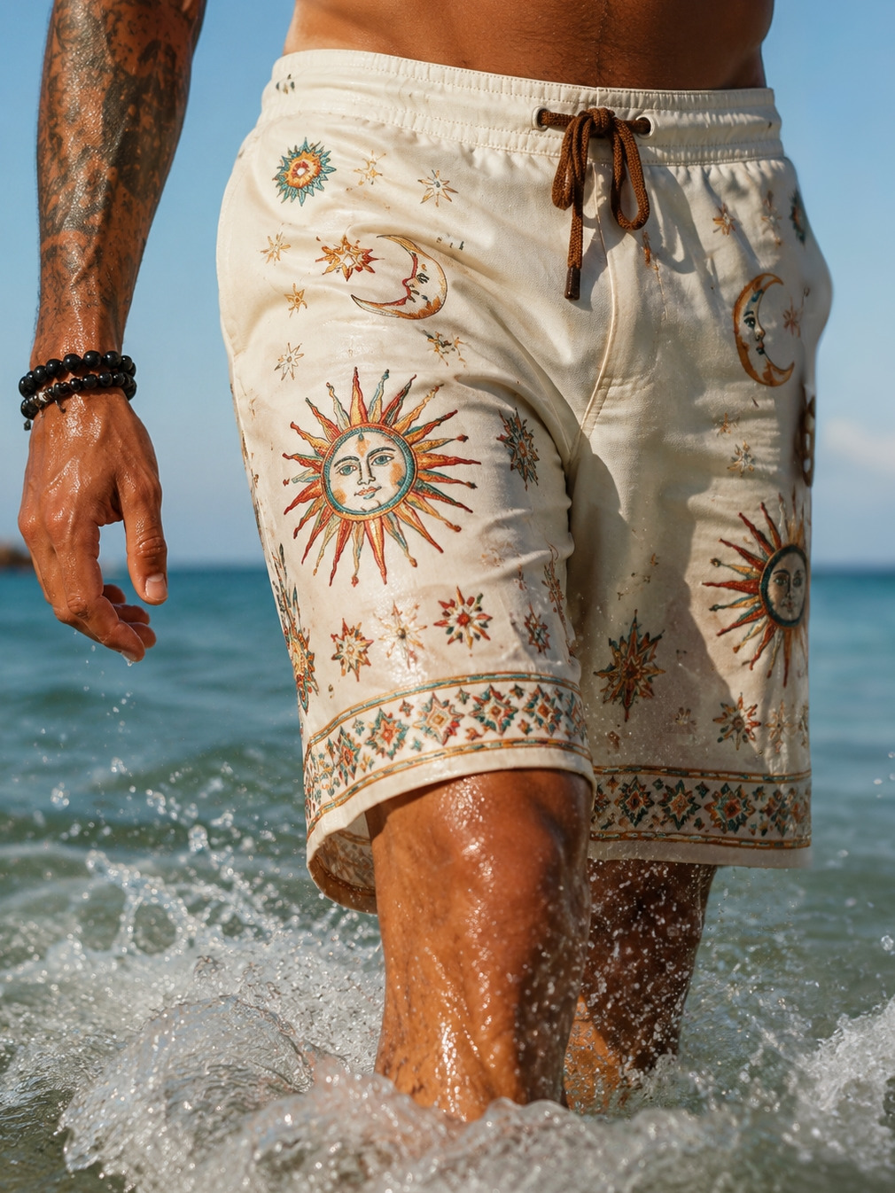 Men's Sun And Moon Mystical Art Print Casual Shorts