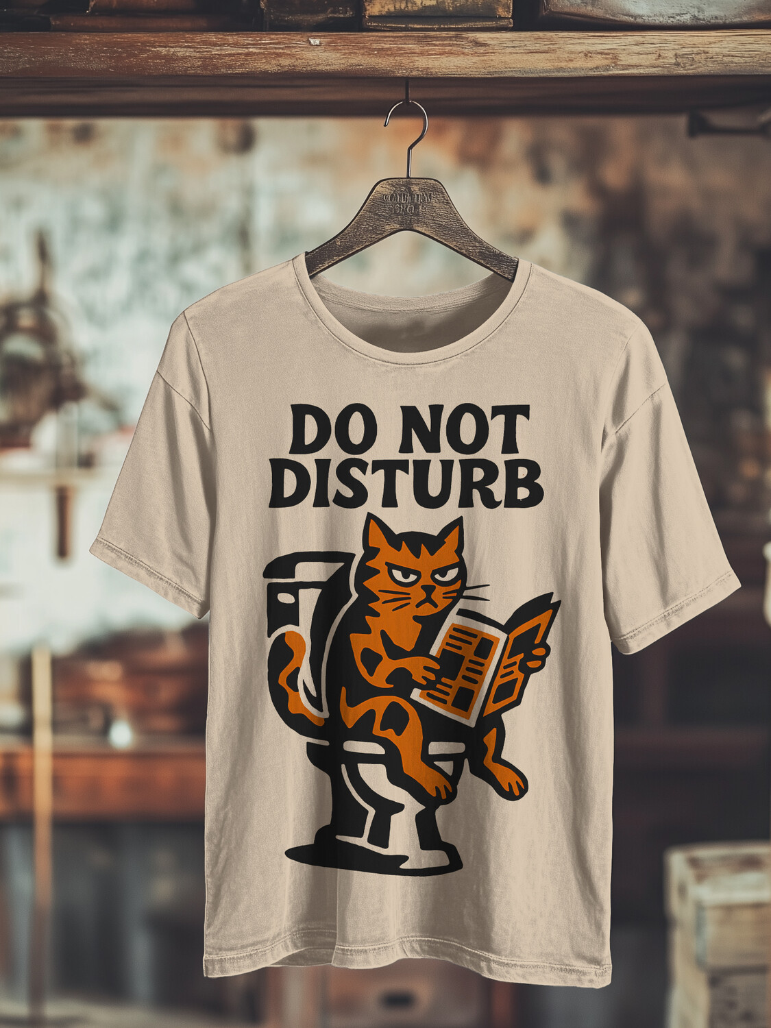 Men's Do Not Disturb Funny Cat Print Cotton Casual T-Shirt