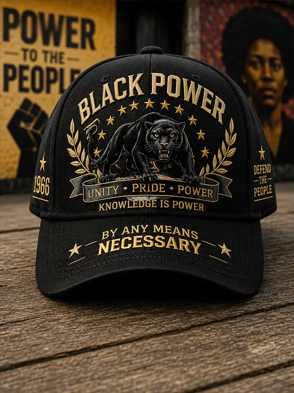 Men's Black Power 1966 By Any Means Necessary Print Baseball Cap