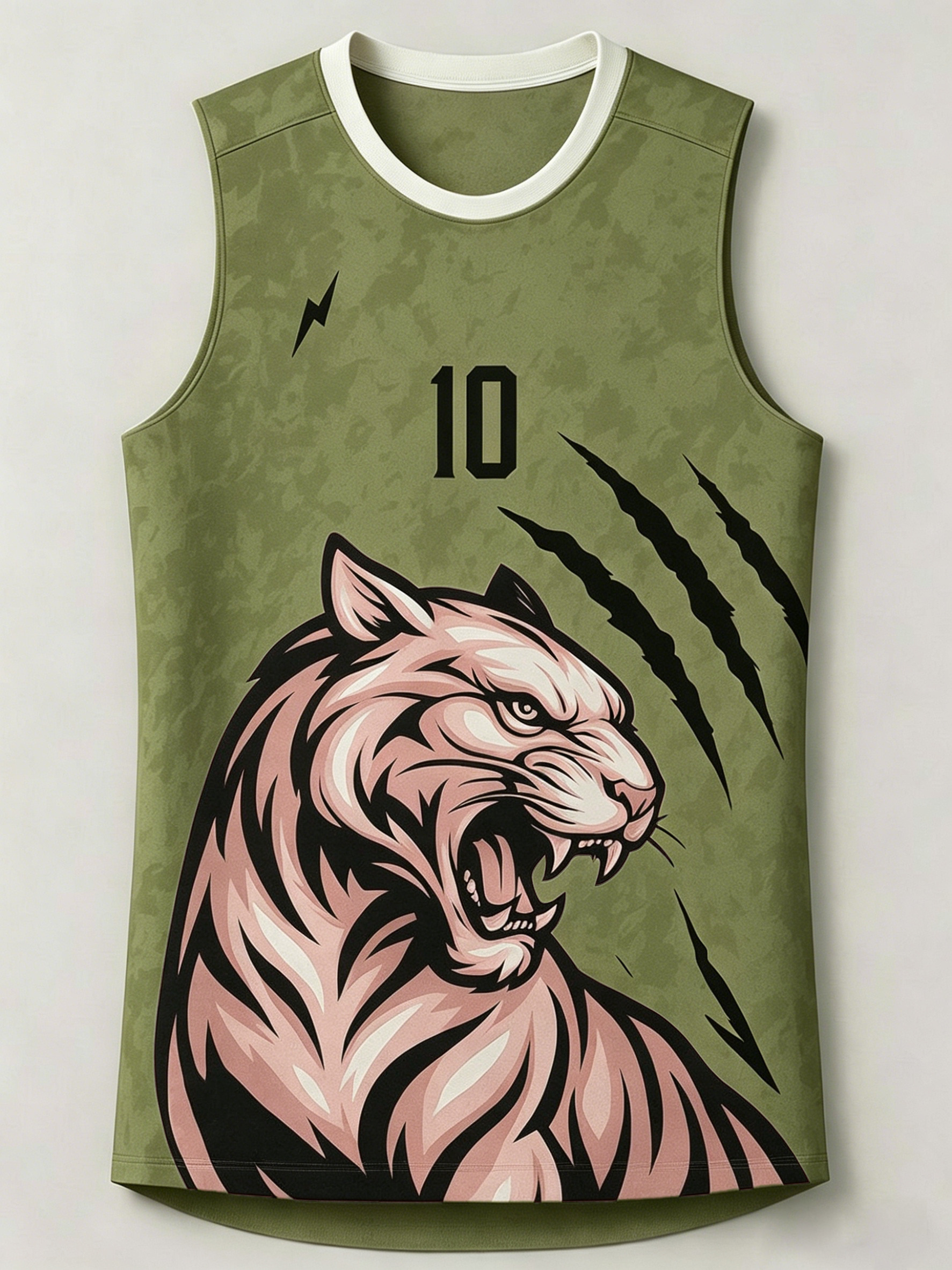 Men's Tiger Scratches Number 10 Basketball Jersey Art Print Tank Top