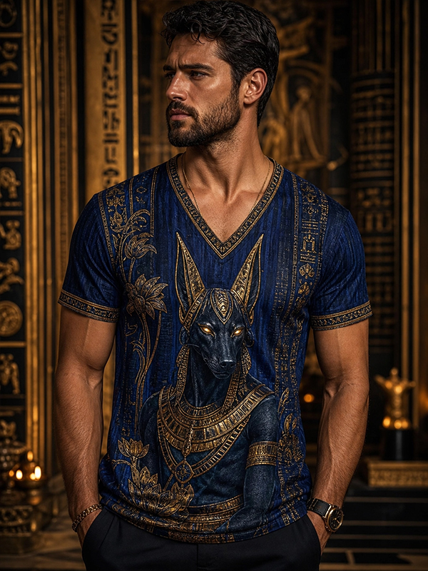 Men's Egyptian Anubis Pharaoh Print T-Shirt