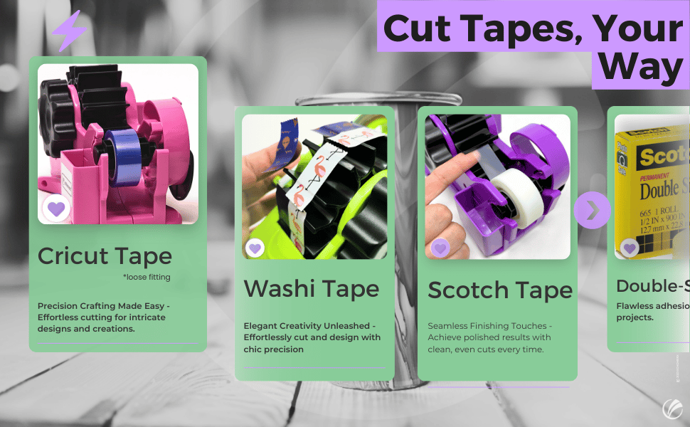 Echomerx heat resistant tape dispenser work with cricut washi scotch and double-sided tape Echomerx heat resistant tape dispenser work with cricut washi scotch and double-sided tape