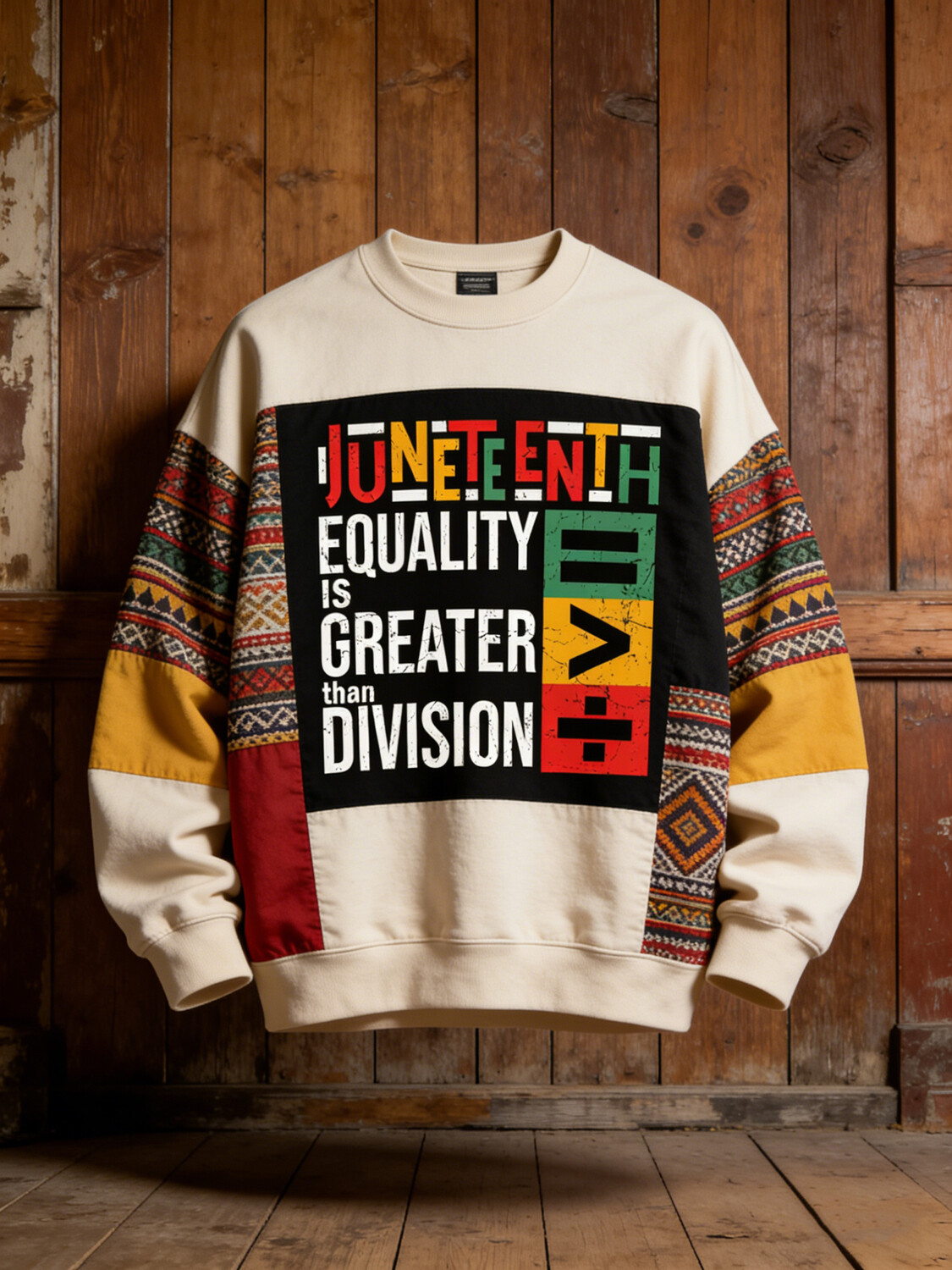 Men's Juneteenth Equality Is Greater Than Division Print Casual Sweatshirt