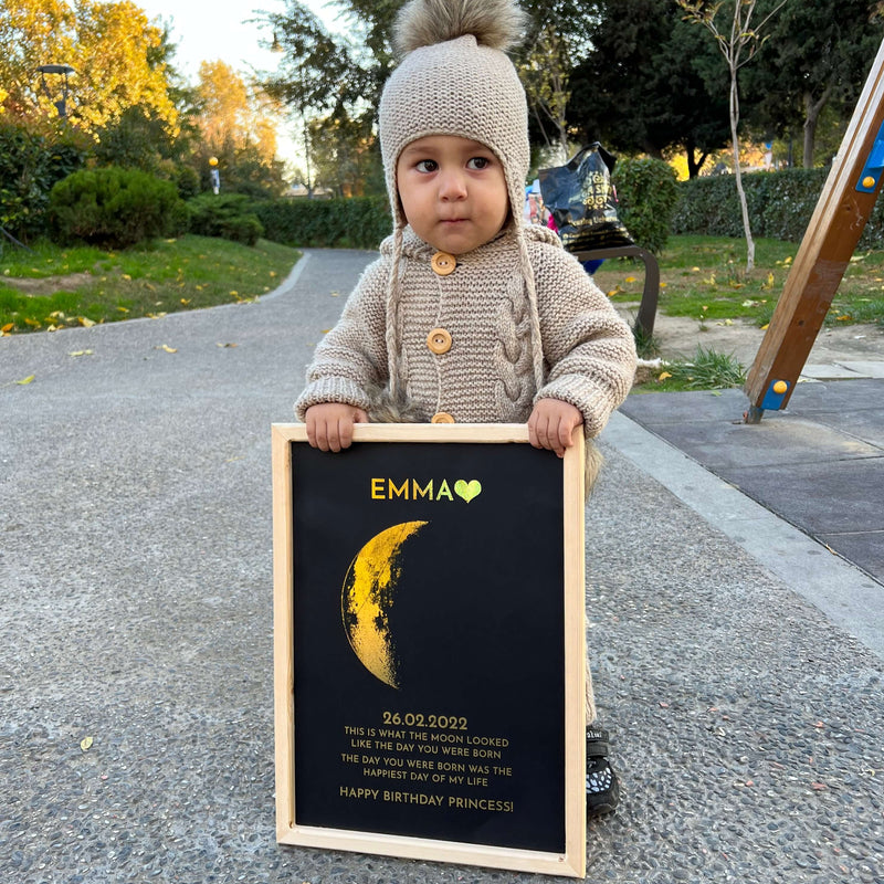 Custom Moon Phase Frame With Text & Date- Commemorative Gift