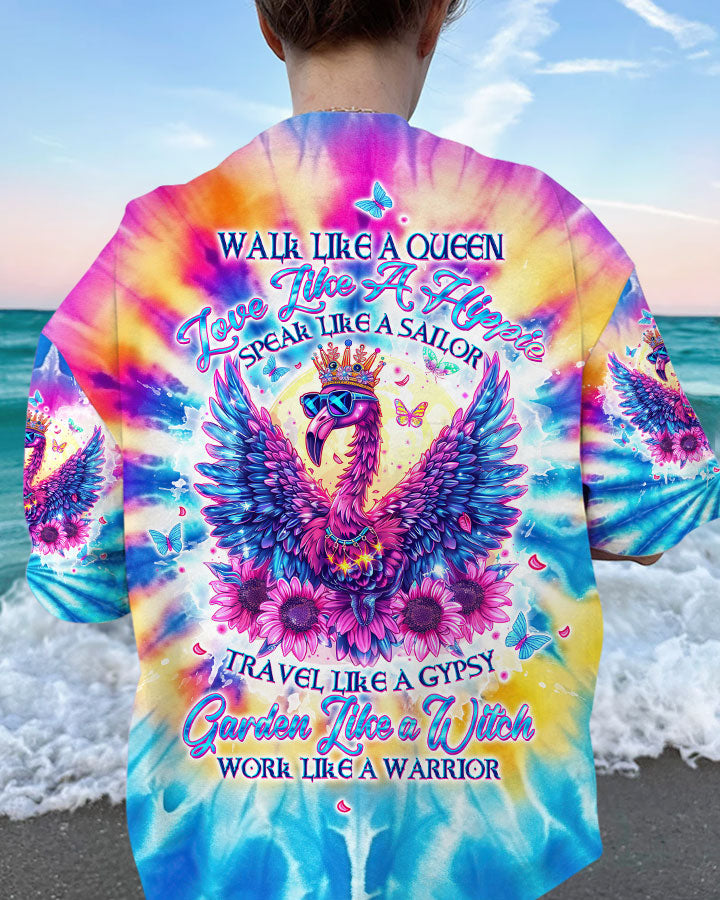 WALK LIKE A QUEEN FLAMINGO TIE DYE ALL OVER PRINT - TLTW1704245