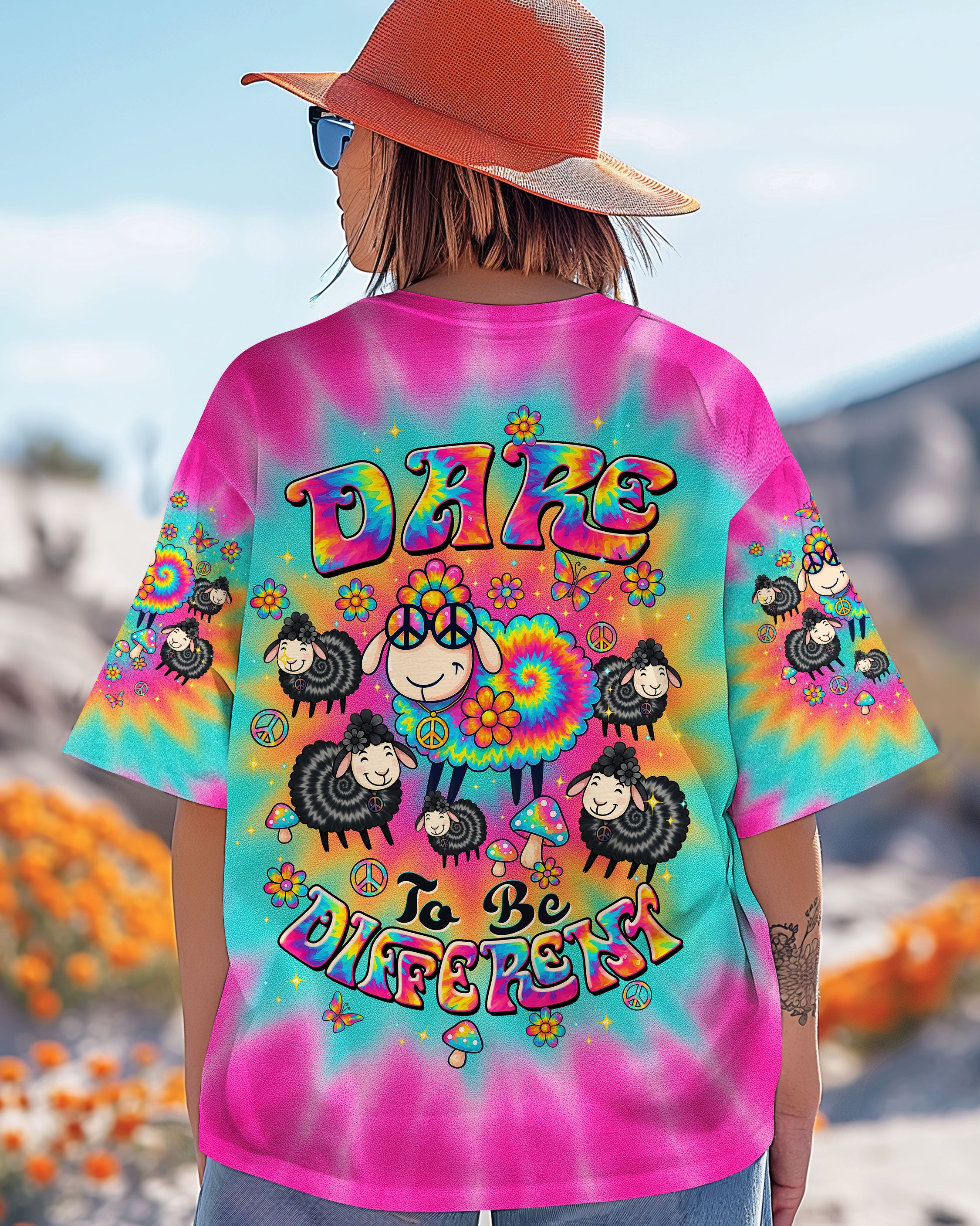 DARE TO BE DIFFERENT SHEEP TIE DYE ALL OVER PRINT - TLTW1007254