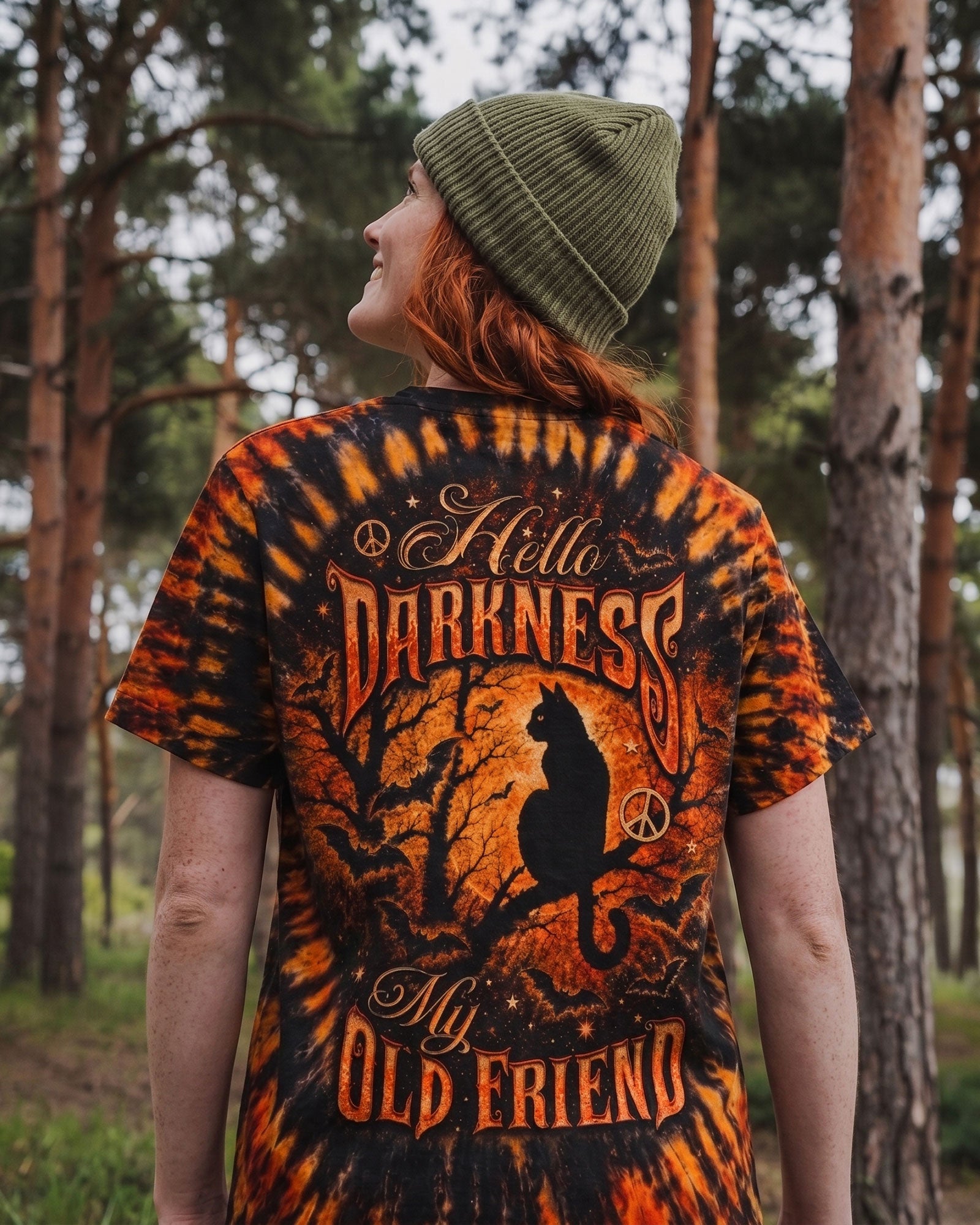 HELLO DARKNESS MY OLD FRIEND BLACK CAT SWIRL HALLOWEEN ALL OVER PRINT - TLTW2207262