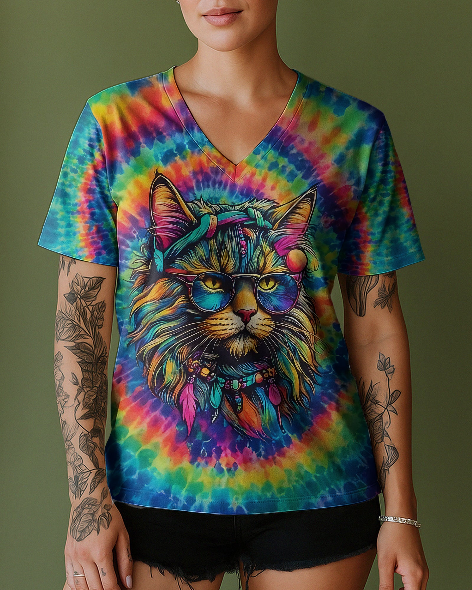 HIPPIE CAT SWIRL ALL OVER PRINT - TLNO0202261