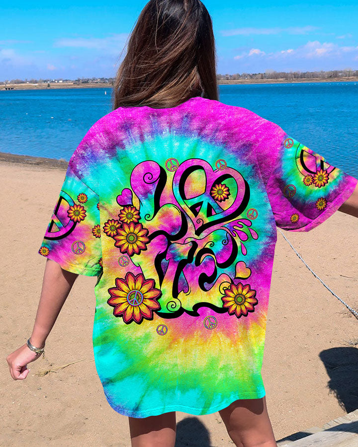 LOVE PEACE SUNFLOWER TIE DYE ALL OVER PRINT - TLTW2006235