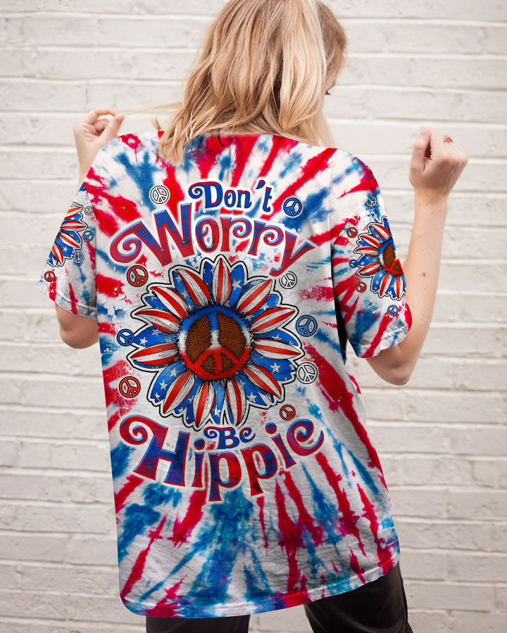 DON'T WORRY BE HIPPIE SUNFLOWER AMERICA TIE DYE ALL OVER PRINT - TLTW2106235