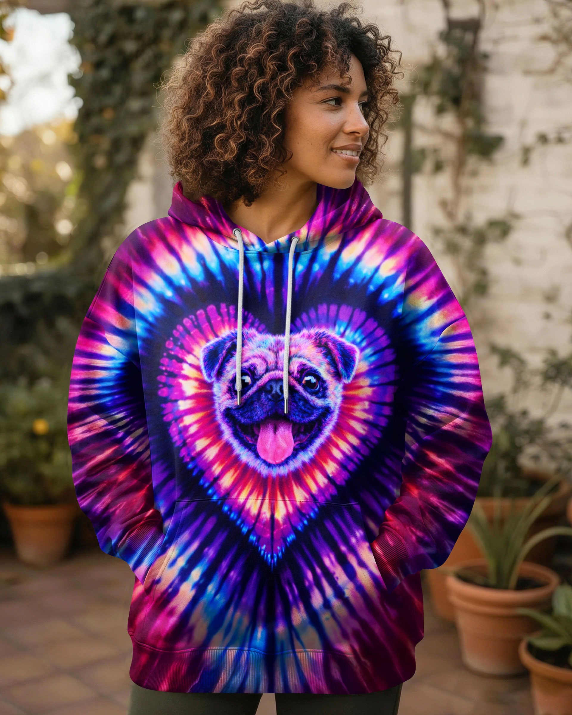 PUG DOG HEART SWIRL ALL OVER PRINT - TLTW2502263