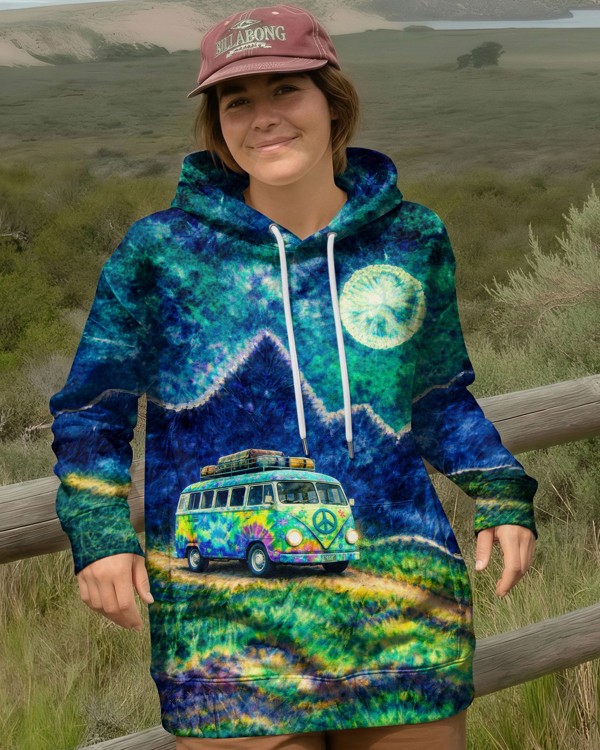 HIPPIE BUS UNDER MOON SWIRL ALL OVER PRINT  - TLTW0202262
