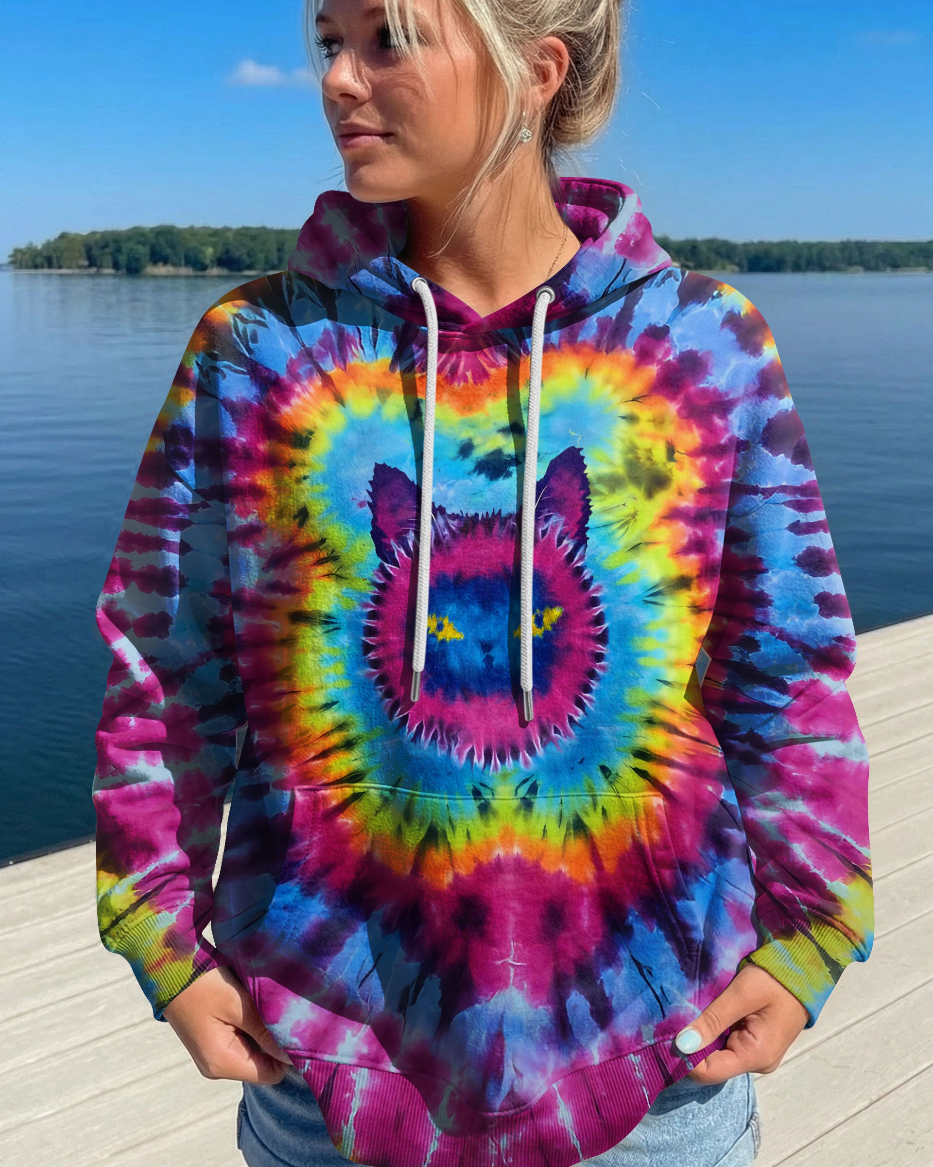 CAT COLORFUL SWIRL PATTERN ALL OVER PRINT - TLTW2312254