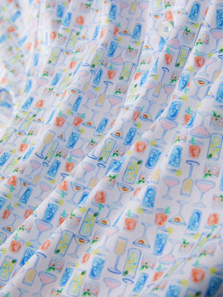 Swing in Style: 4-Way Stretch Performance Printed Golf Polo
