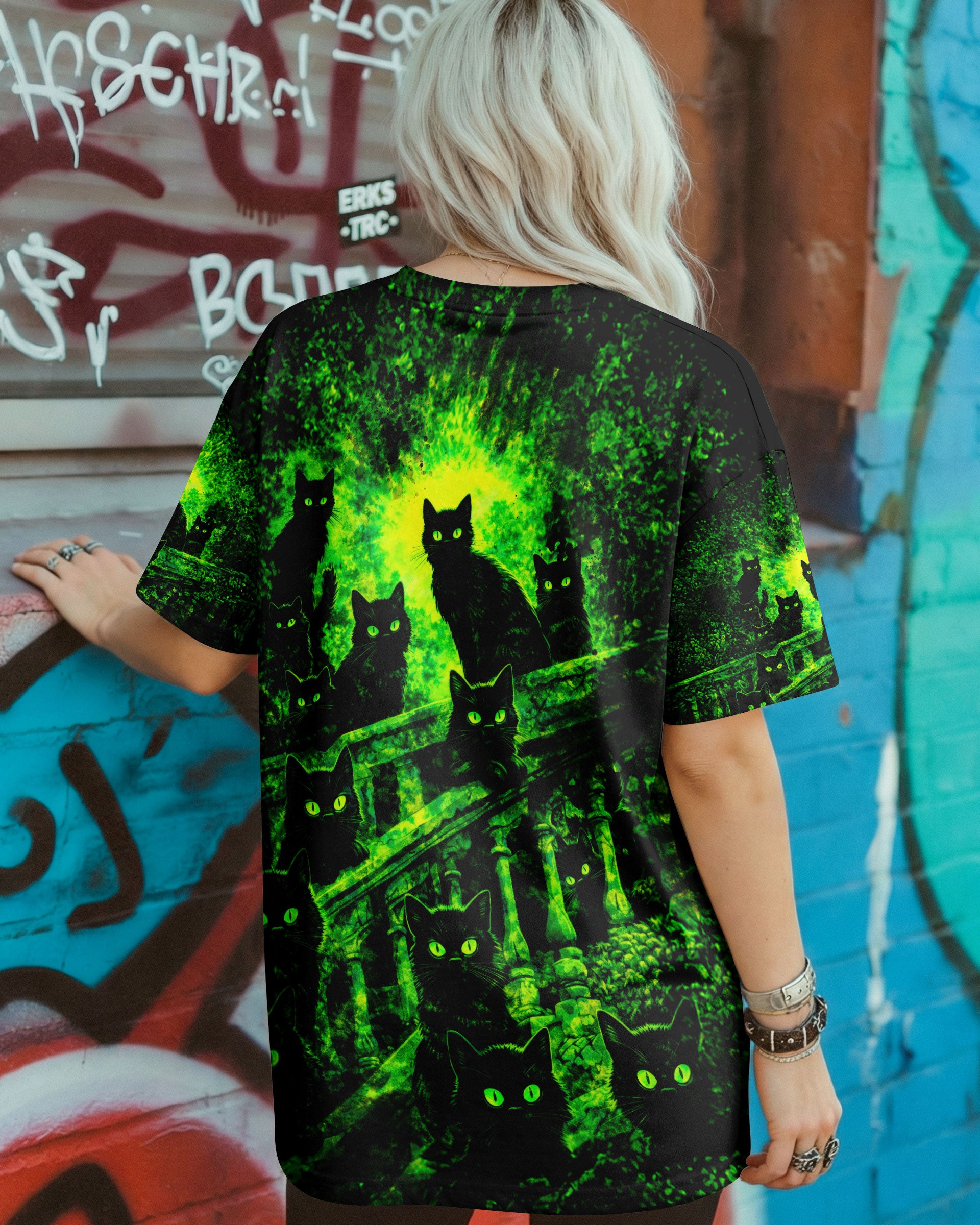 BLACK CATS IN THE MIDNIGHT SWIRL ALL OVER PRINT - TLTW2001263