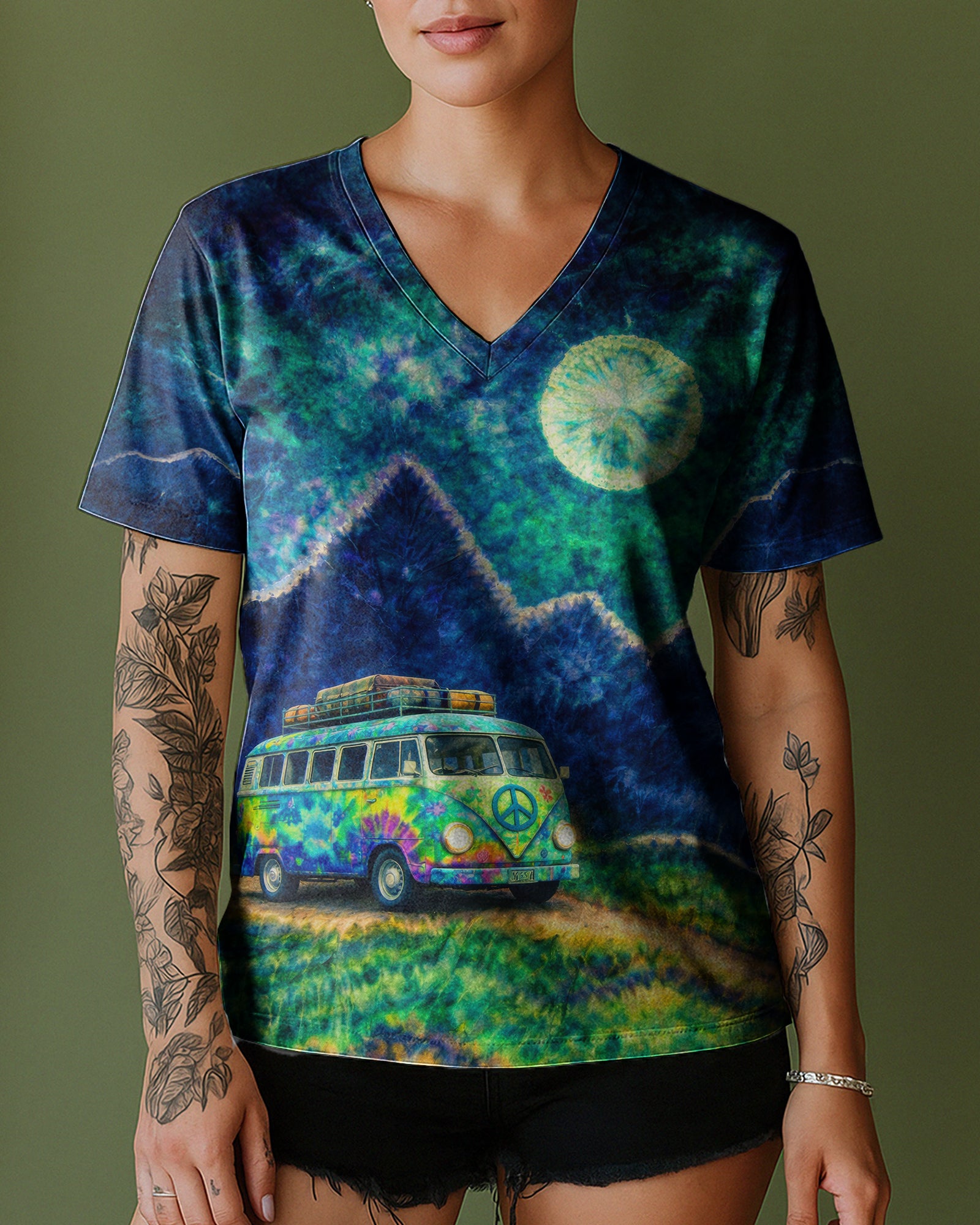 HIPPIE BUS UNDER MOON SWIRL ALL OVER PRINT  - TLTW0202262