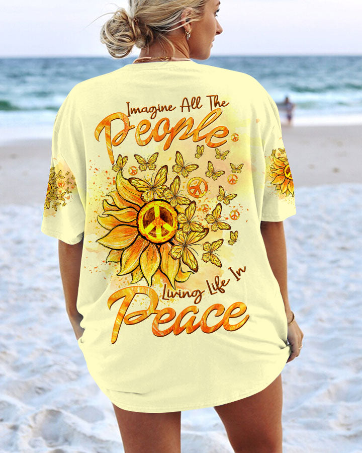IMAGINE ALL THE PEOPLE LIVING LIFE IN PEACE SUNFLOWER ALL OVER PRINT - TLTW2408234