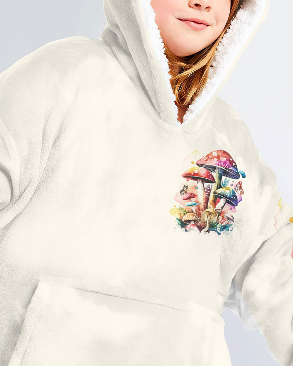 EAT MUSHROOMS SEE THE UNIVERSE SHERPA BLANKET HOODIE - TY2302234