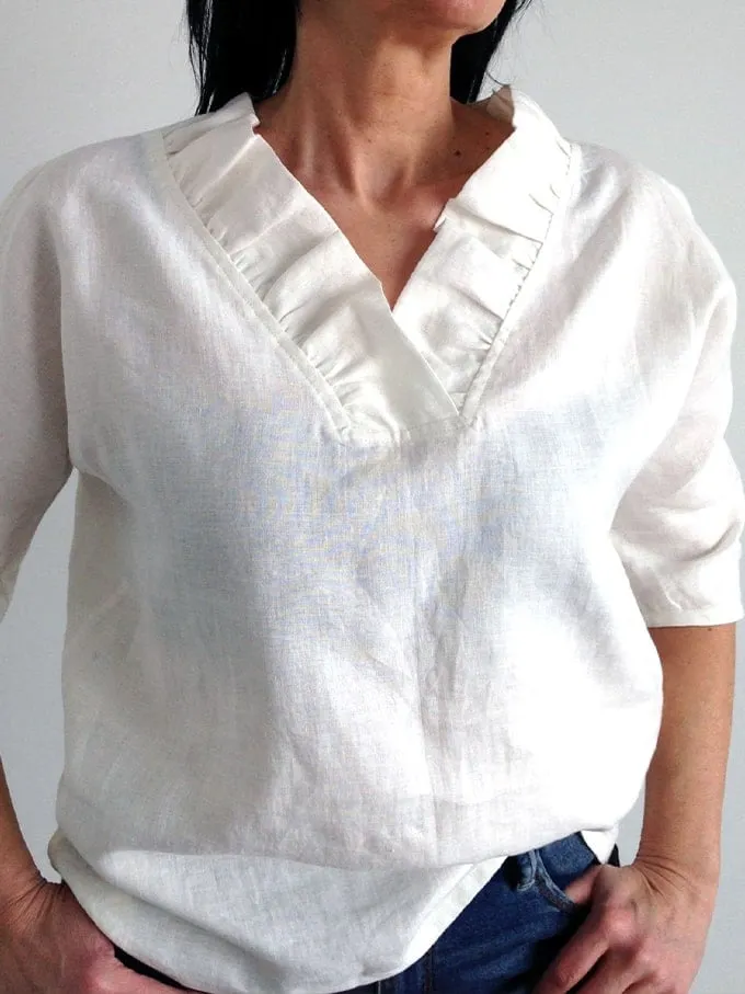Women's Loose Bat Collar 3/4 Sleeve Top