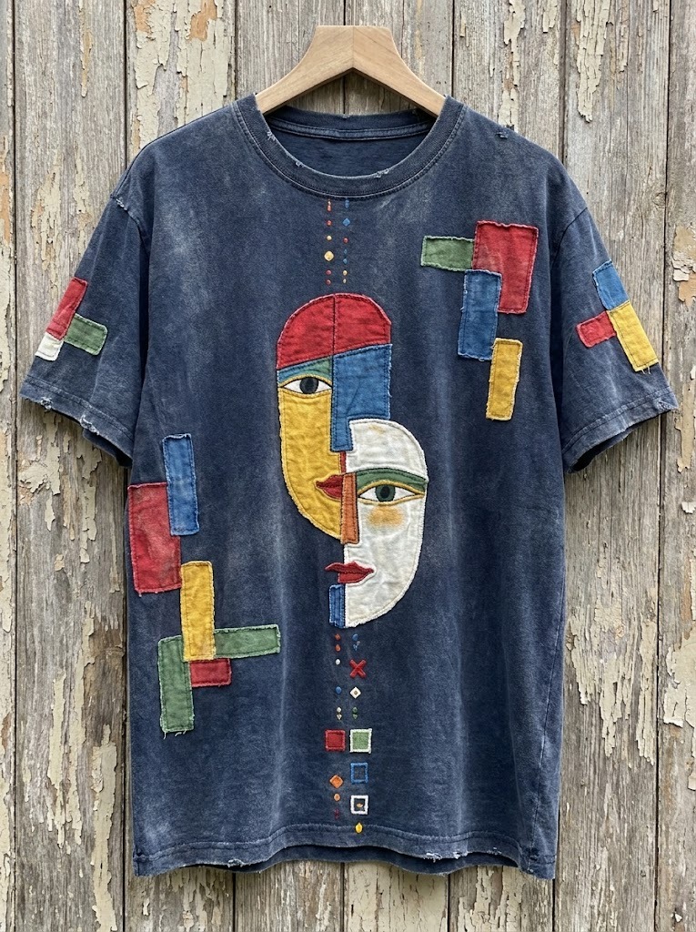 Men's Abstract Cubist Face Patchwork Print T-Shirt