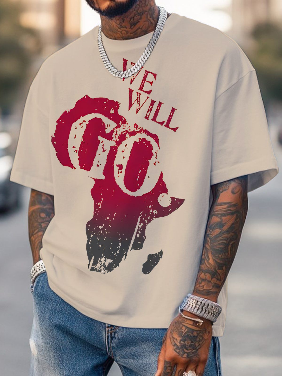 Men's We Will Go Fun Map Print Cotton Casual T-Shirt