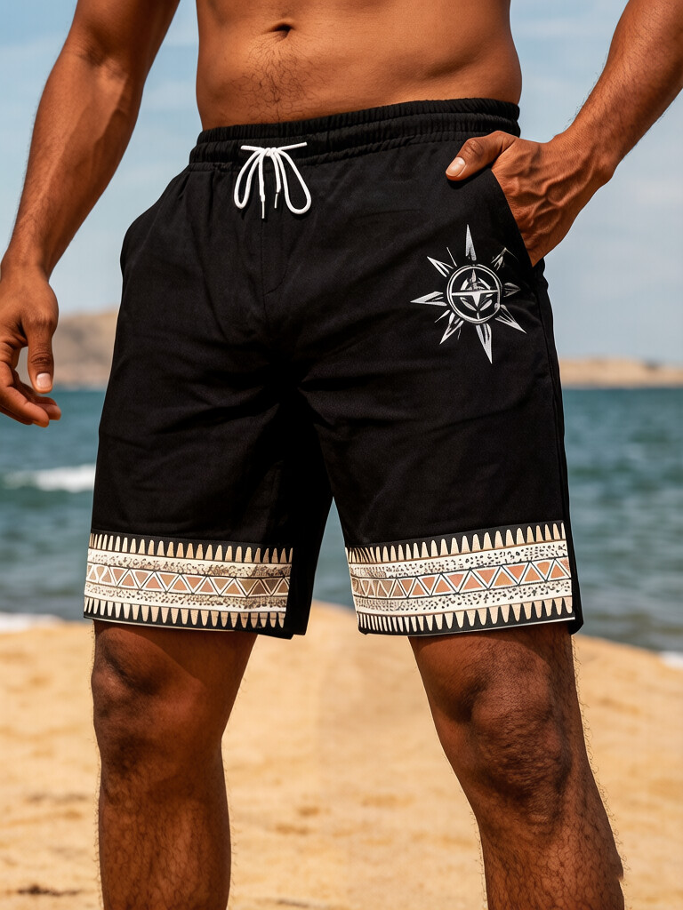 Men's Tribal Geometric Art Print Casual Shorts