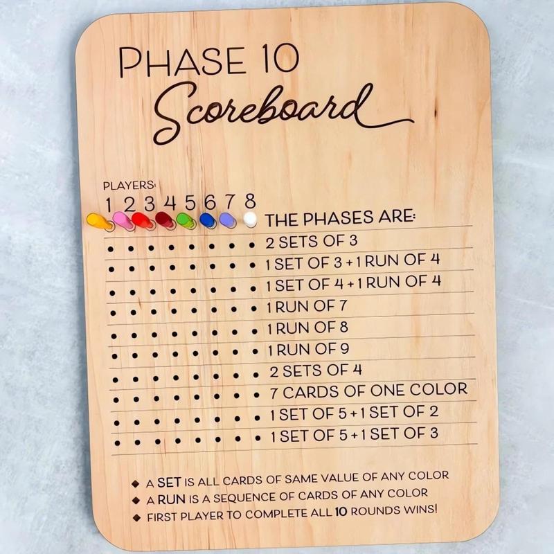 🔥Last 4 hours Sale: Save $20-💥Wooden Phase 10 Score Board