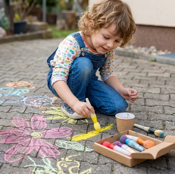 🔥Last Day 49% OFF - 🌈Outdoor Sidewalk Chalk Paint Brush Set | Paint in the Brushes – Just Add Water✨🎨