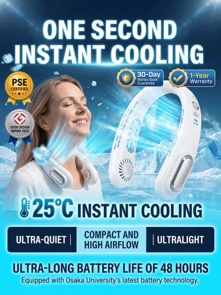 [Wearable Air Conditioner] Cooling Neck Fan —Instant 5C Cooling | 50% Off Today 🌬️ Whisper Quiet Tech🍃