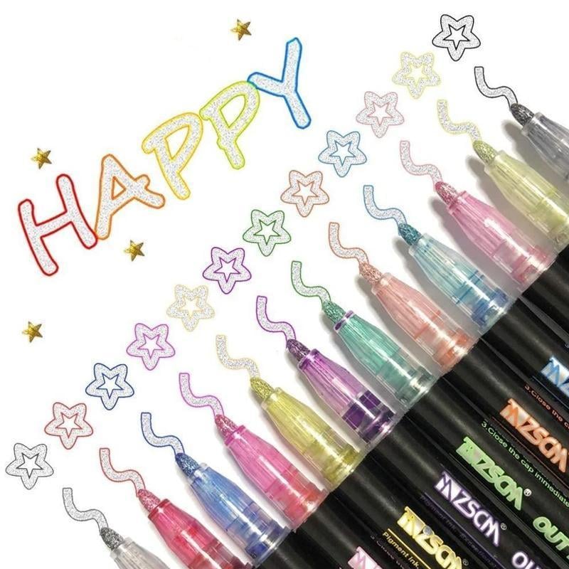 🎉🎁Last Day 49% OFF - 🎉 Double Line Outline Art Pen Marker Pen