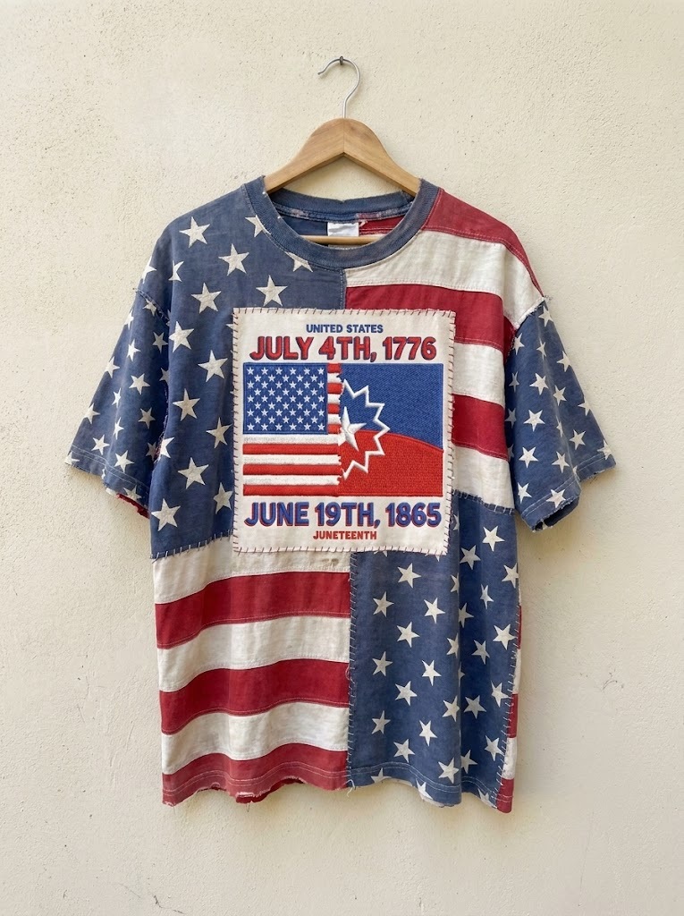 Men's Juneteenth 1865 USA Flag Patchwork Print T-Shirt