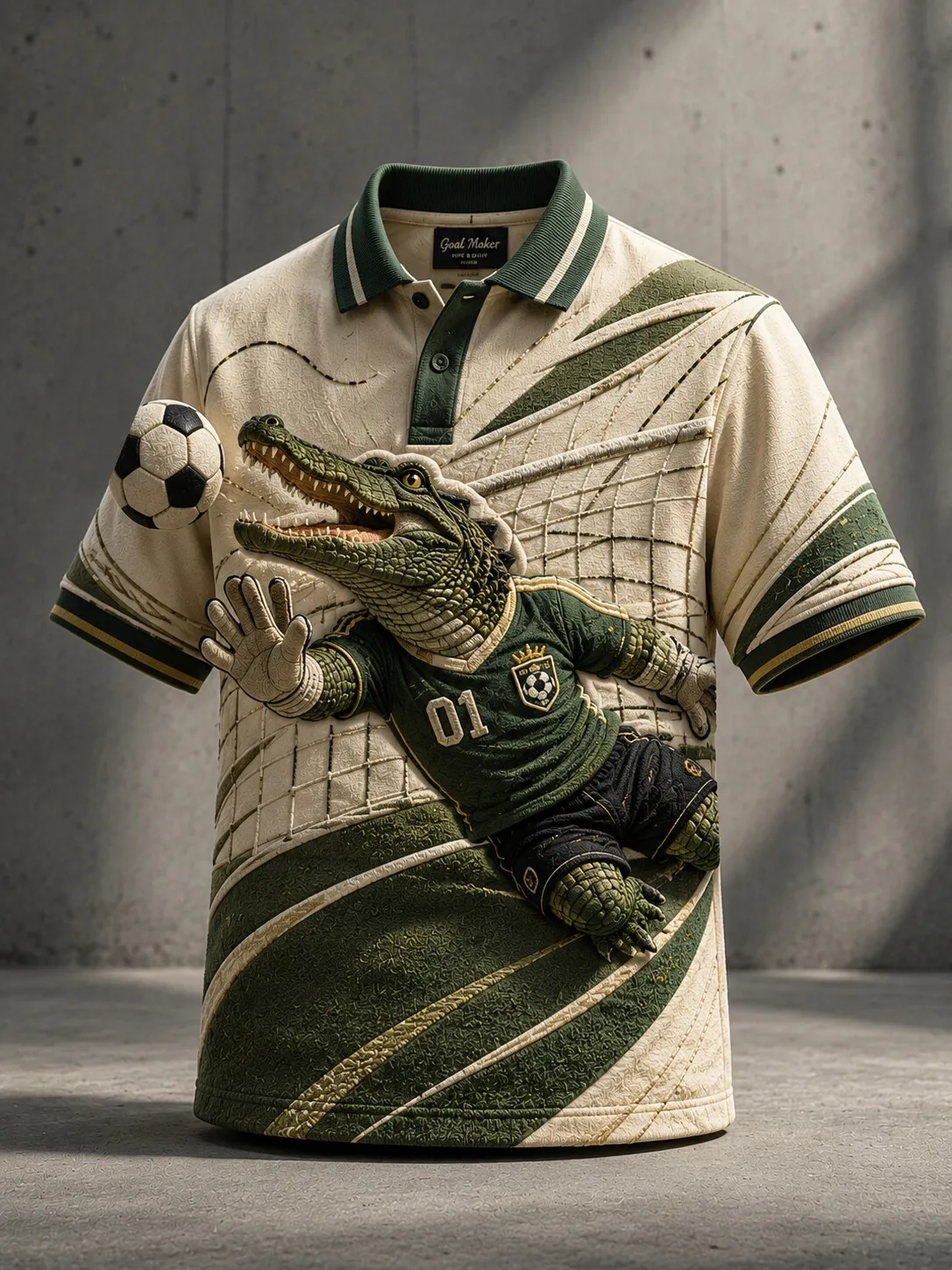 Men's Crocodile Soccer Player Print Polo Shirt