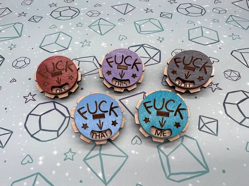 F*ck everything Wooden Dial Pin