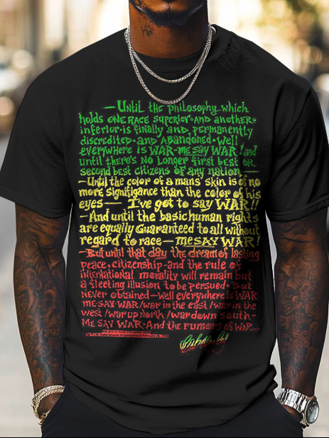 Men's Civil Rights Until the Philosophy Black History Quote Print Cotton Casual T-Shirt