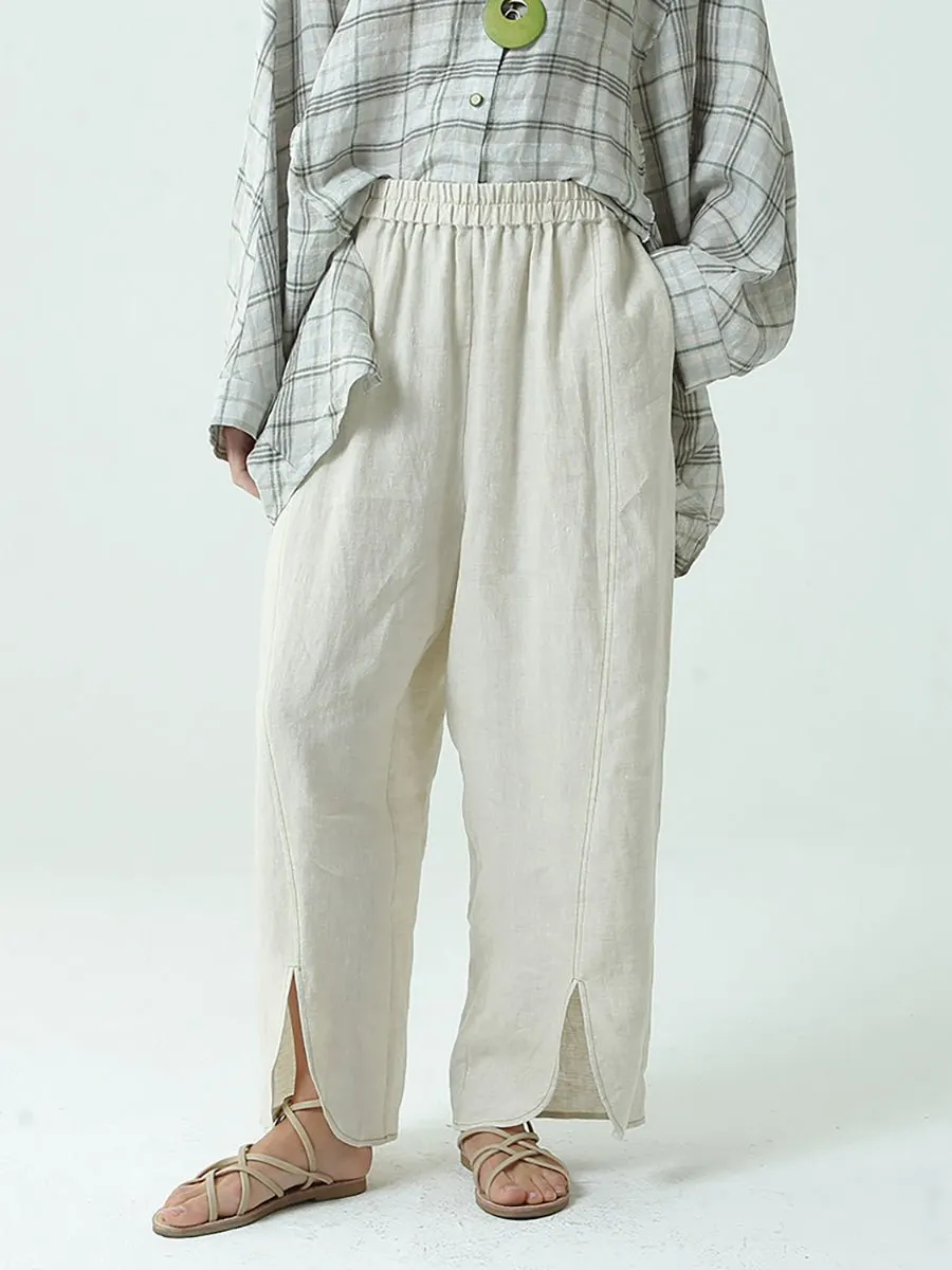 Women's Cotton Linen Loose Wide Leg Pants