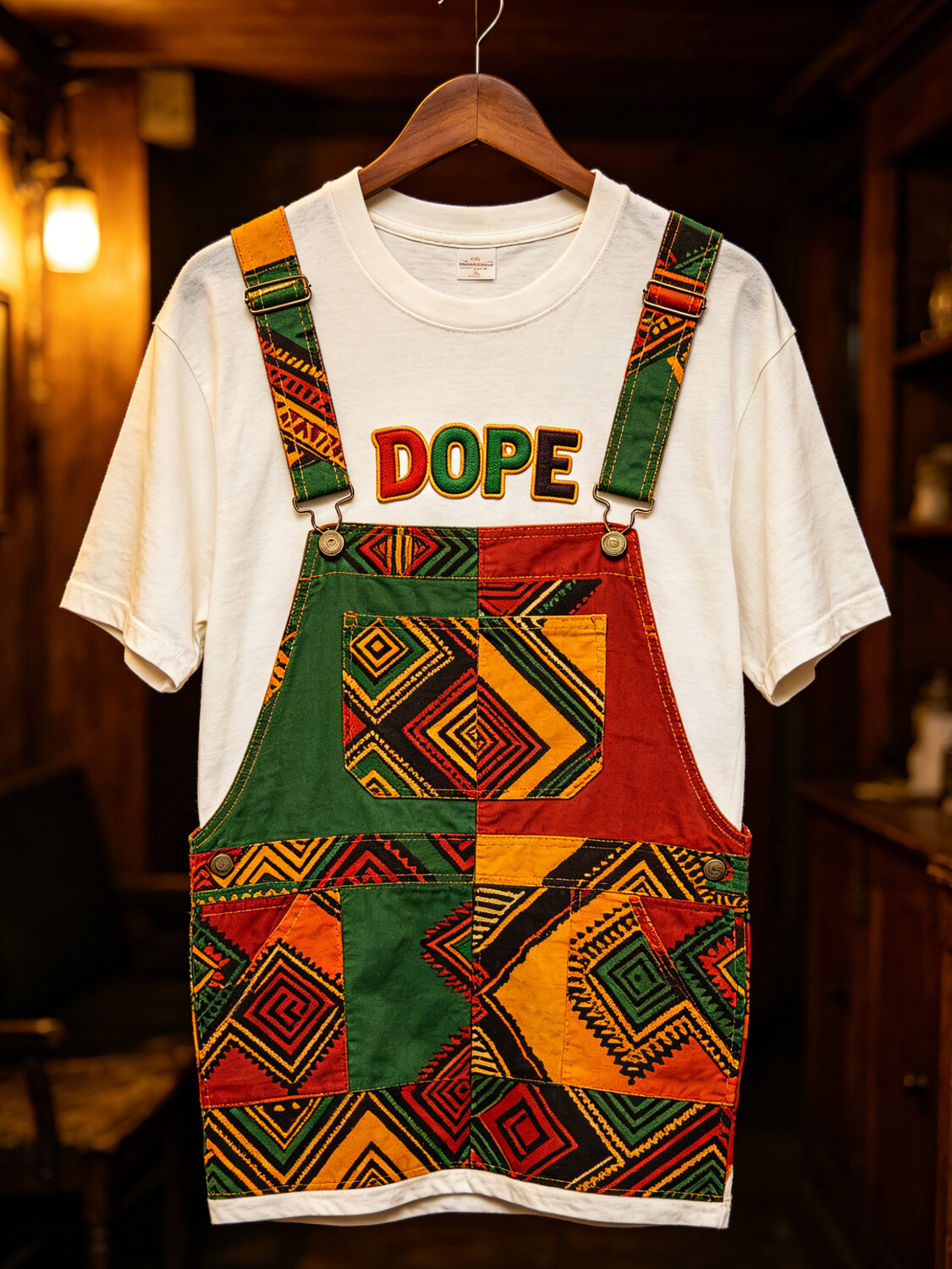 Men's African Kente Patchwork Dope Print T-Shirt