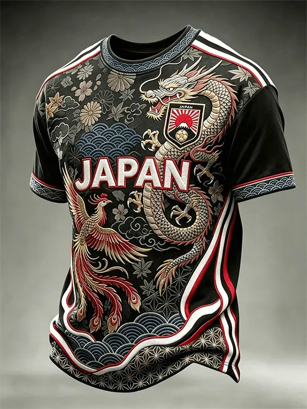 Men's Japan Dragon Phoenix Art Print T-Shirt
