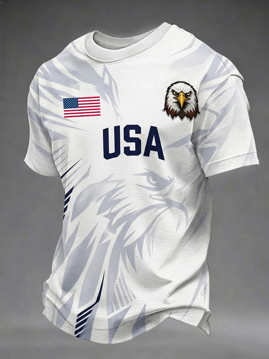 Men's Independence Day Eagle U.S. Flag Print T-Shirt