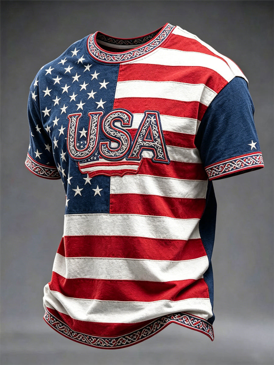 Men's American Flag USA Art Print T-Shirt