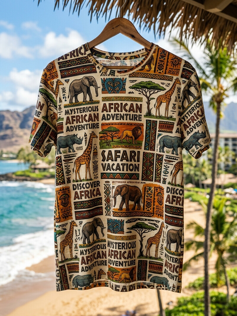 Men's Hawaiian African Safari Animal Art Print T-Shirt