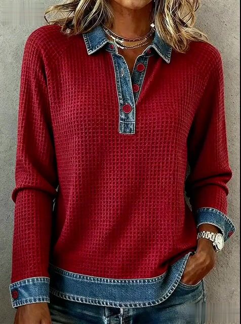 Women's Casual Hooded Contrast Color Panel Top