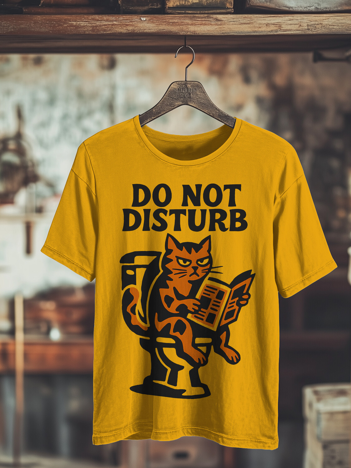 Men's Do Not Disturb Funny Cat Print Cotton Casual T-Shirt
