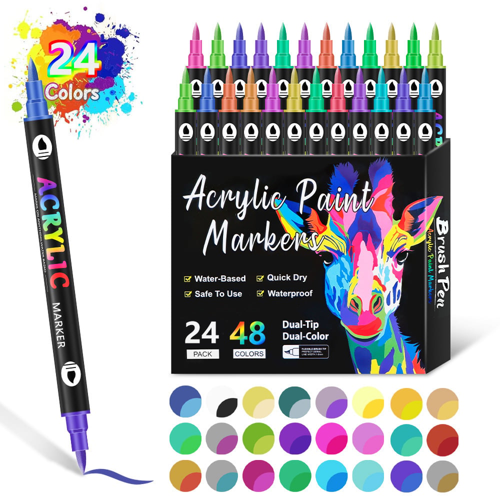 🔥Last Day Promotion-49% OFF - Dual Tip Acrylic Paint Pen Marker - 24/48/72 Colours