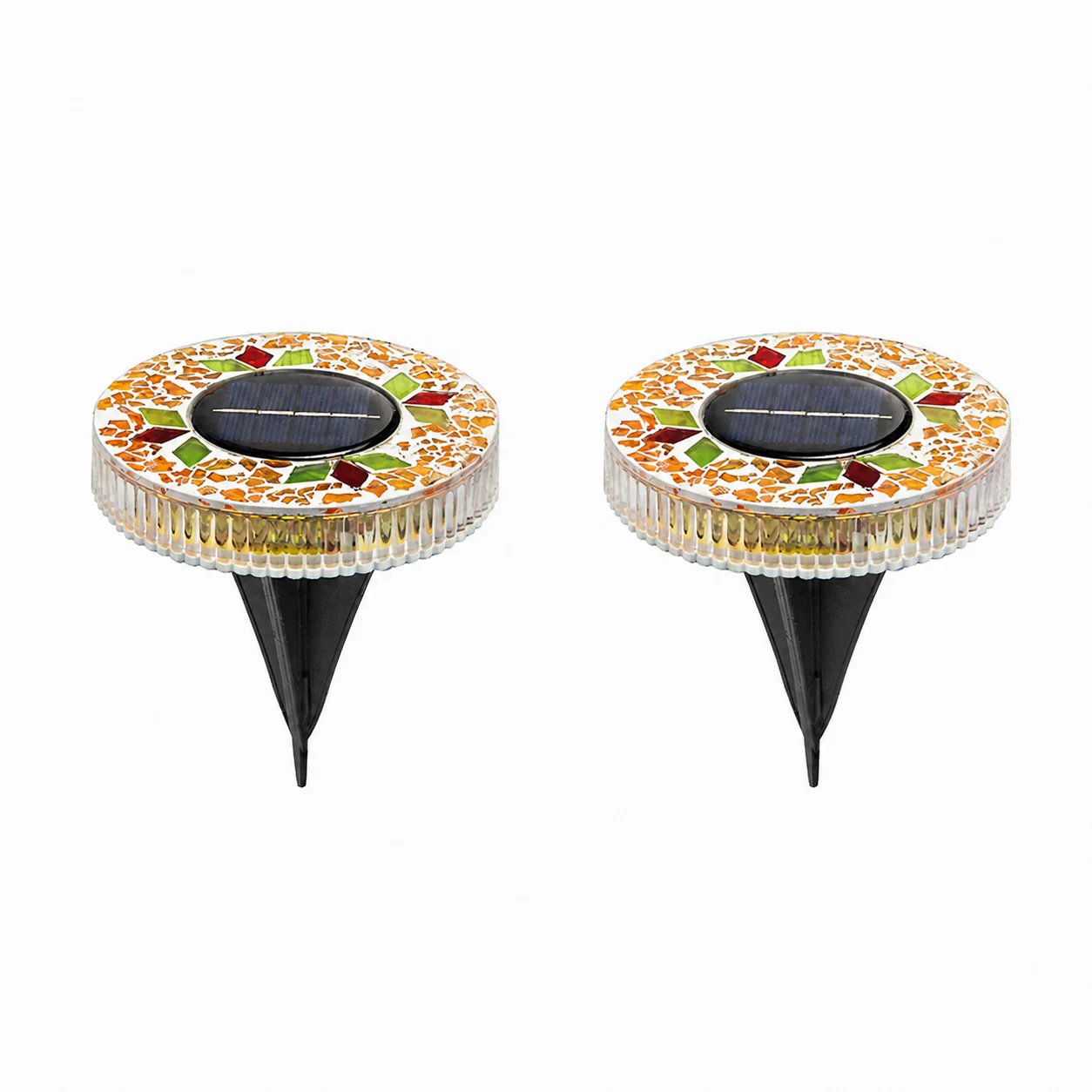 🛋️Solar Mosaic Disk Lights – Waterproof LED Pathway Lights with Auto On/Off