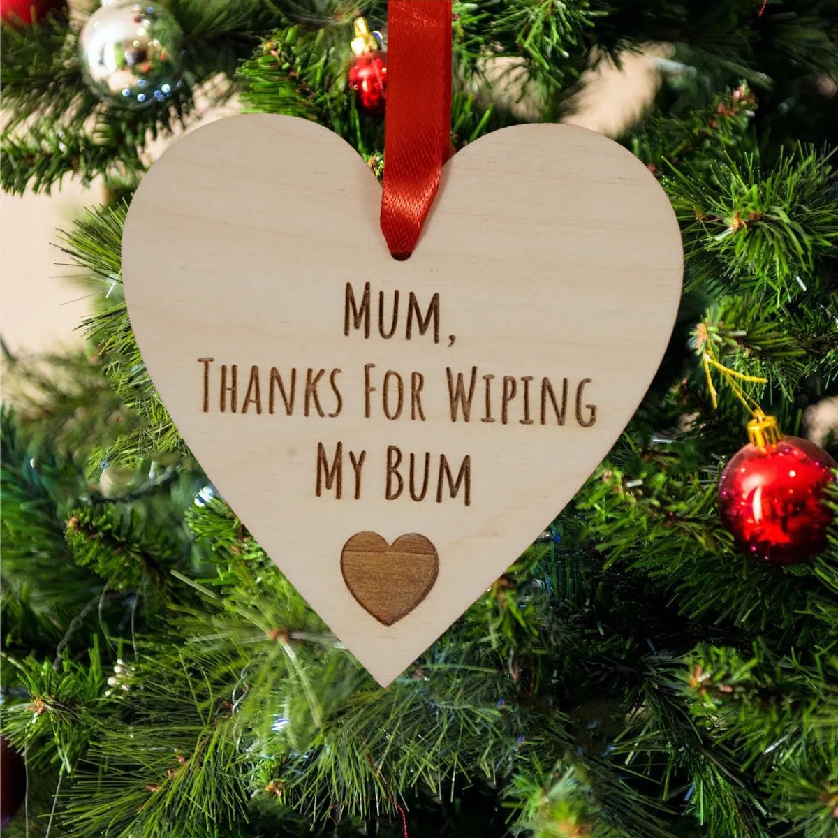 Christmas Hot Sale - Humor Wooden Heart Ornaments