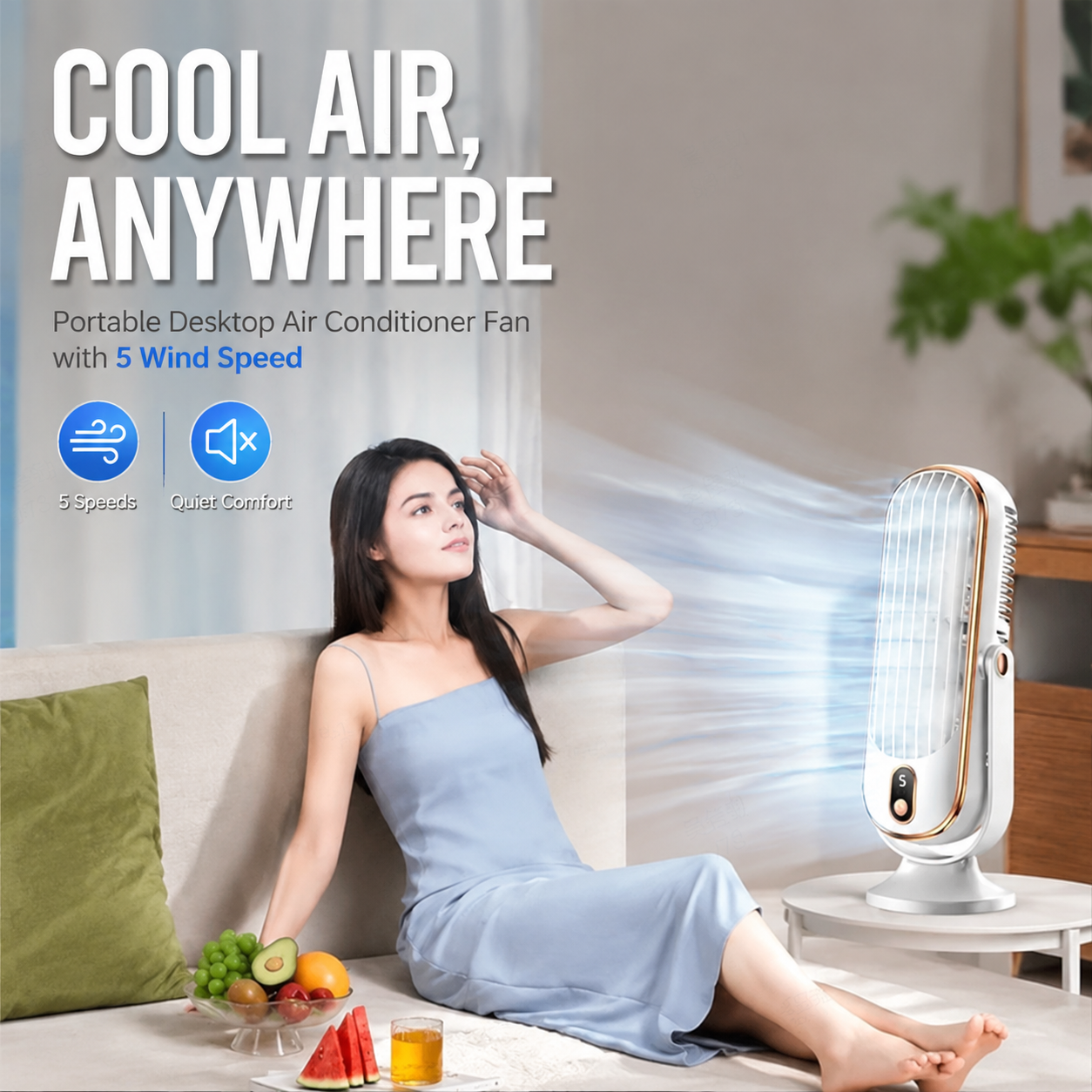 Portable Desktop Air Conditioner Fan with 5 Wind Speed