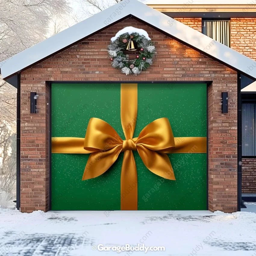 Garage Buddy | Gift Wrap (Green) | Christmas Garage Door Cover