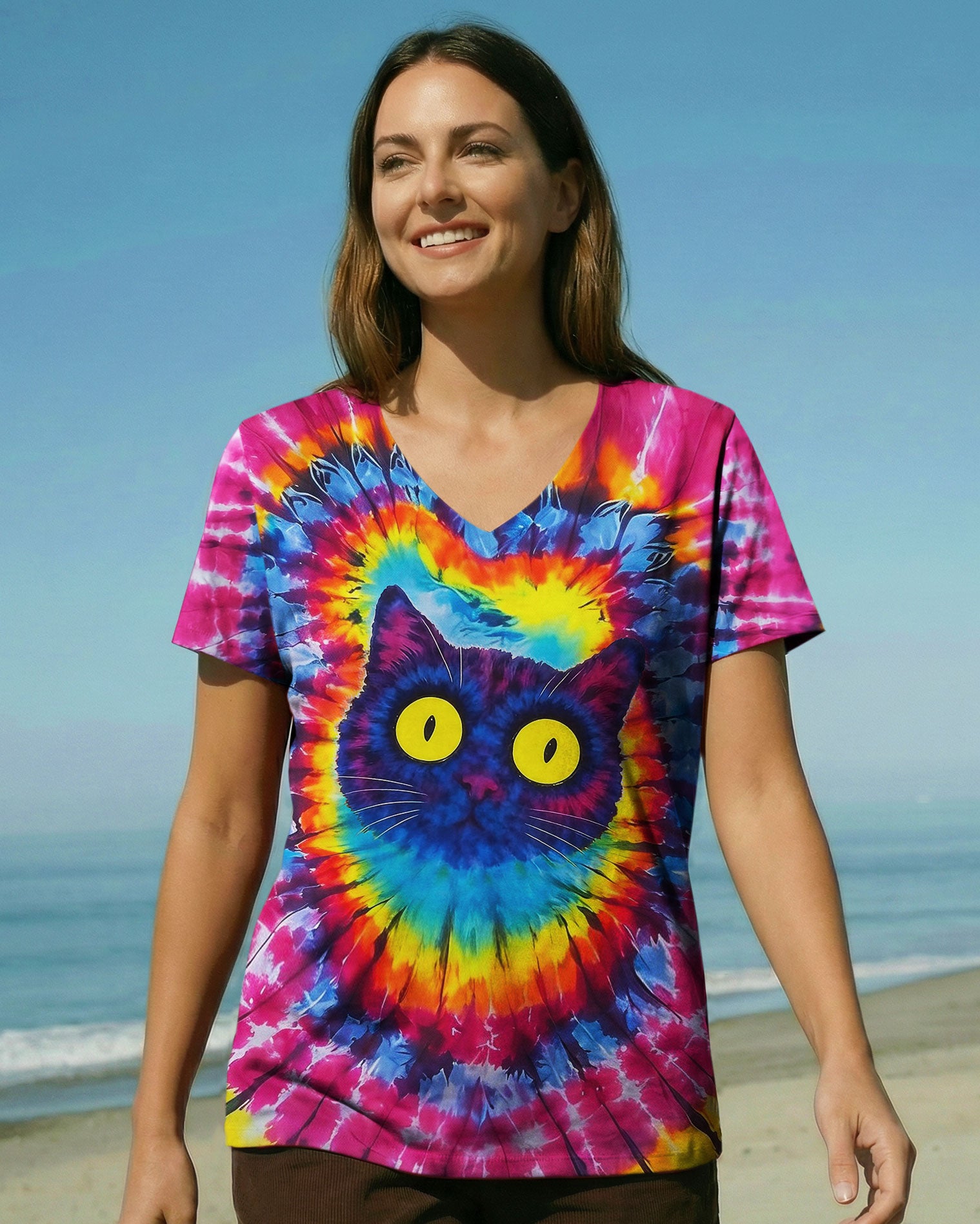CAT COLORFUL SWIRL PATTERN ALL OVER PRINT - TLNO2412252