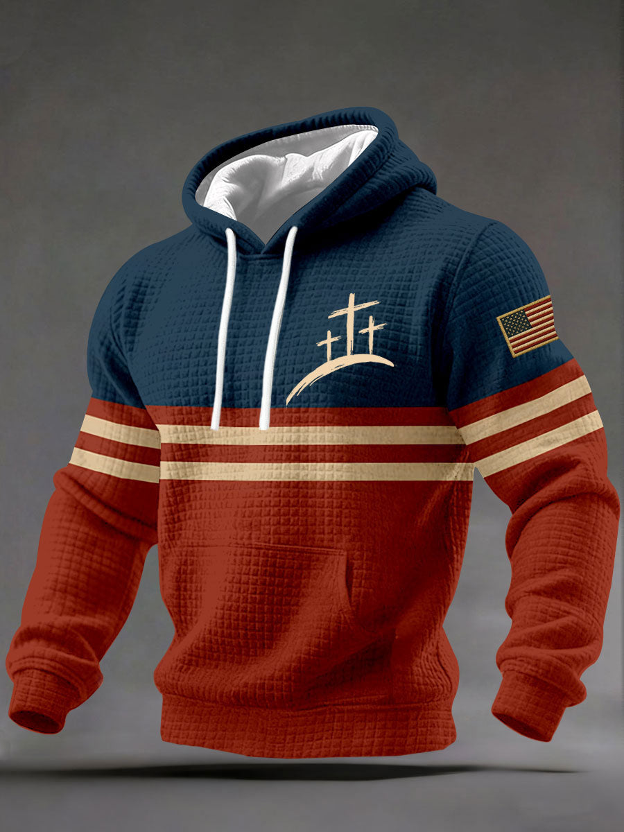 Men's 250 Years Of Faith And Freedom Cross Print Casual Hoodie